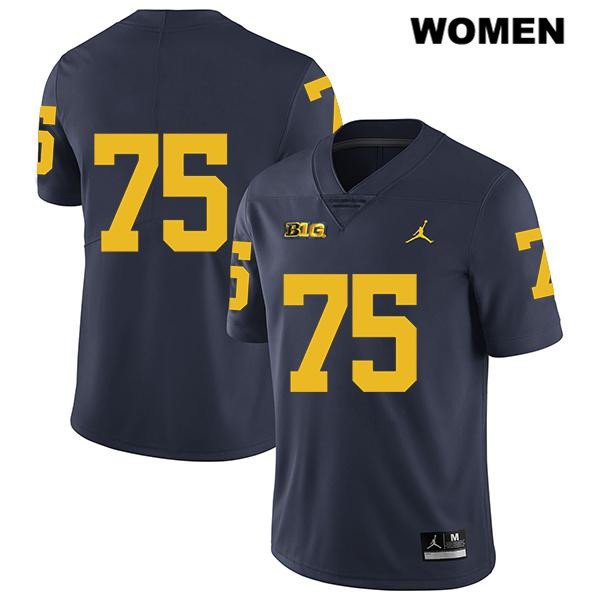 Women's NCAA Michigan Wolverines Jon Runyan #75 No Name Navy Jordan Brand Authentic Stitched Legend Football College Jersey LM25O27LX